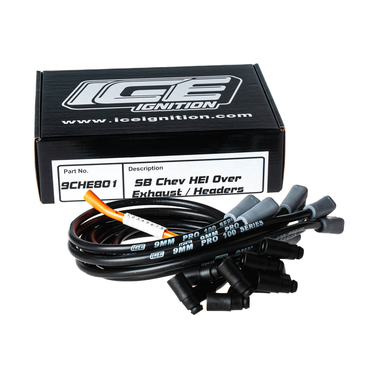 ICE PRO 100 9mm Spark Plug Leads For Ford V8 351 Cleveland – Black HEI Style